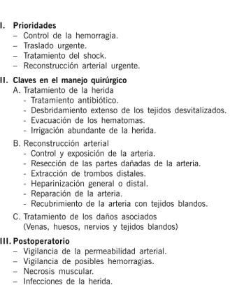 Tabla 2. Tratamiento de las heridas vasculares