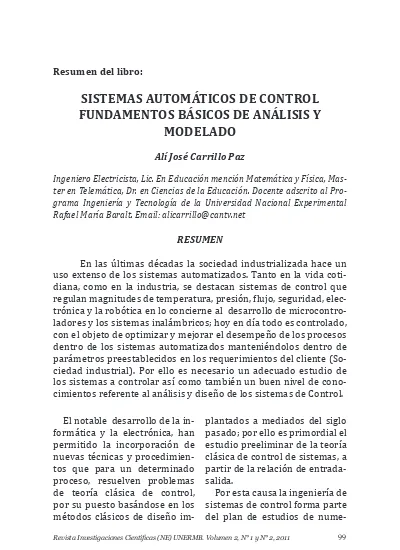 Alí José Carrillo Paz. Sistemas Automáticos De Control Fundamentos ...