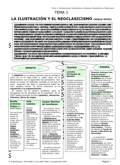 TEMA 1 LA ILUSTRACIÓN Y EL NEOCLASICISMO (SIGLO XVIII)