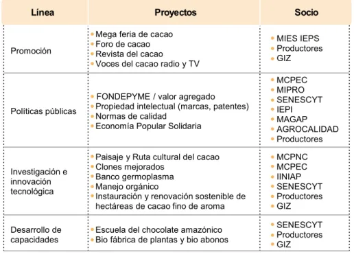 Cuadro 2. Estrategia de la Meda del Cacao 2011
