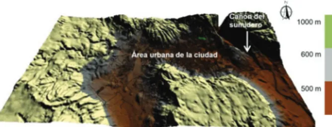 Figura	1.	Plano	topográfico	de	la	ciudad	de	Tuxtla	Gutiérrez.	 (Fuente:	INEGI,	2009)