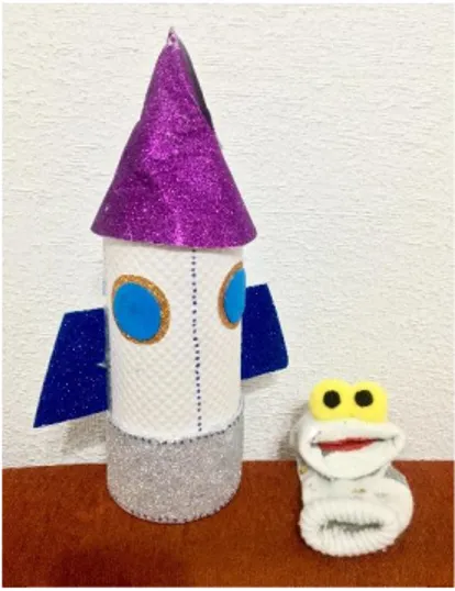 Figura 2. Mascota y  nave espacial