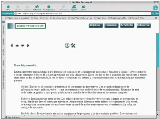 Figura nº 24. Contenidos presentados de manera clásica utilizando básicamente texto dentro de  una estructura hipertextual