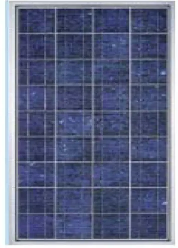 Figura 12. Módulo de celdas solares de Silicio Multicristalino  (Fuente:http://www.inelsacontrols.com/modulos_fotovoltaicos.htm)  2.10.2 Celdas de Silicio Amorfo