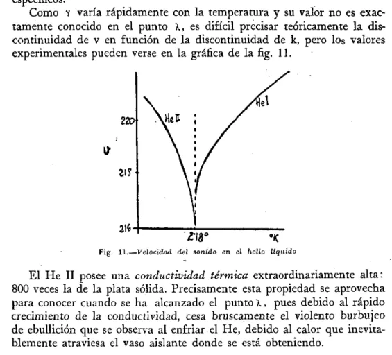 Fig.  1 1 . - Velocidad del sonido en el helio liquido 