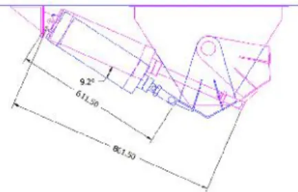 Fig. 8: Carrera de pistón a un giro de 68° de la compuerta