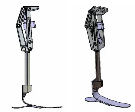 Fig. 1: Prótesis total de rodilla policentrica y pie en materiales compuestos