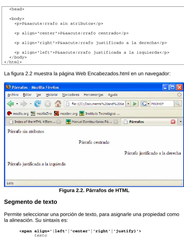 Figura 2.2. Párrafos de HTML 