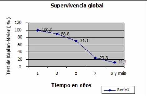 Fig.  Supervivencia de los pacientes con el transcurso de los años 