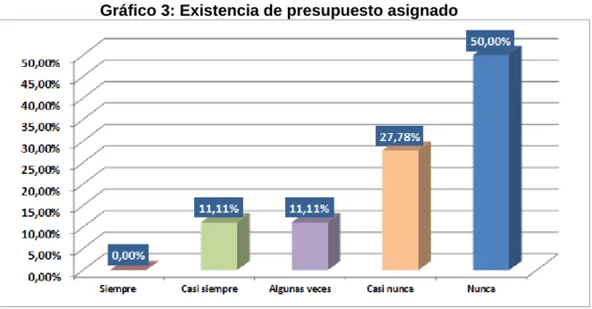 Gráfico 3: Existencia de presupuesto asignado 