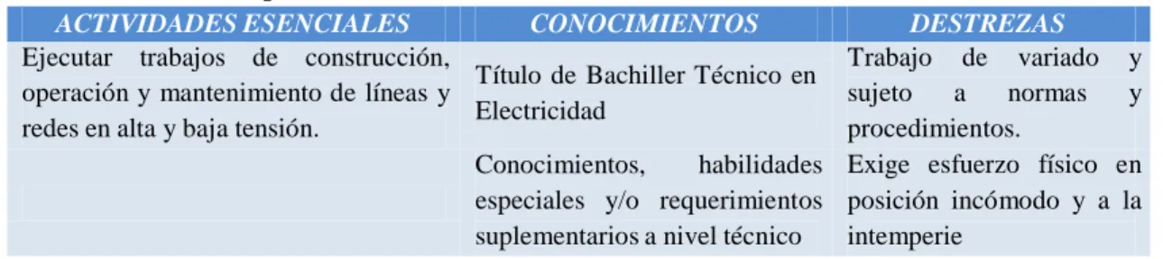 CUADRO No. 6: Competencias a alcanzar: Liniero 3 