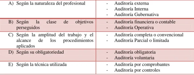 Figura N° 3 Clases de Auditoría 
