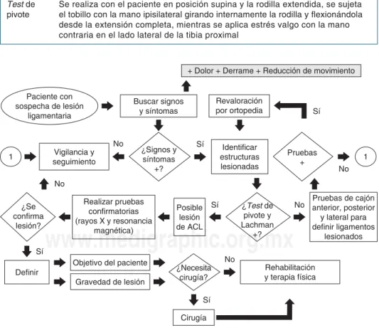 Cuadro II. Test de Lachman y test de pivote. 18,19 Test de 