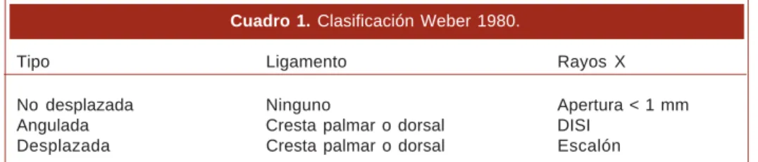 Cuadro 1. Clasificación Weber 1980.