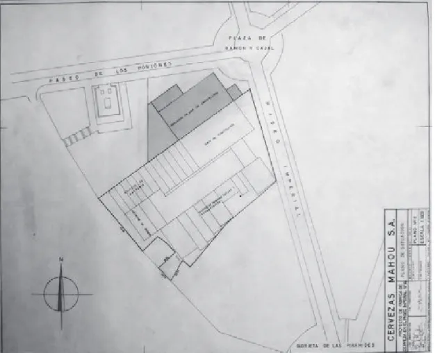 Figura 5. Fábrica de cervezas Mahou. Plano de situación de primer solar. 1961 (Servicio Histórico COAM)