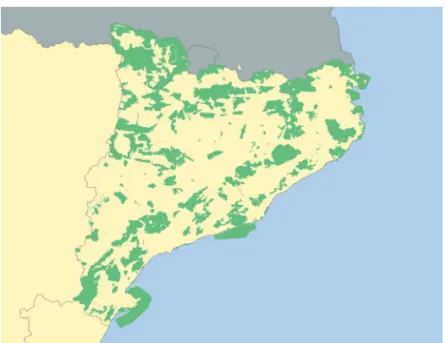 Figura 2. Espacios incluidos en el Plan de Espacios de Interés Natural de Cataluña (PEIN).