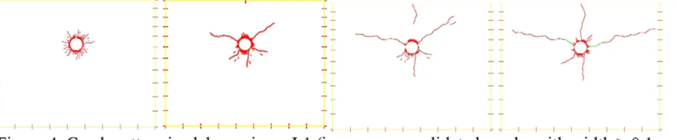 Figure 4: Crack pattern in slab specimen LI (in green, consolidated cracks with width > 0.1mm)