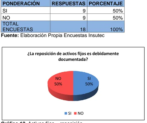 Gráfico 12. Activos fijos  – reposición         Fuente: Elaboración Propia Encuestas Insutec 