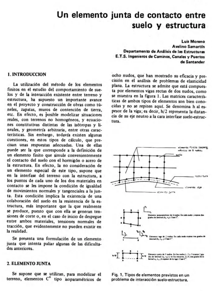 Fig.  1 .  Tipos de elementos previstos en un  problema de interacción suelo-estructura