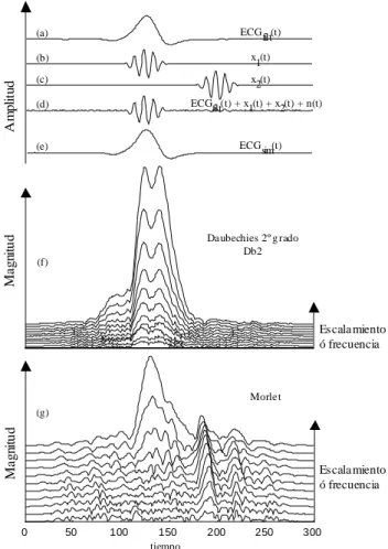 Figura 4.- (a) Función wavelet Daubechies de 2º orden. (b) Función wavelet Morlet.