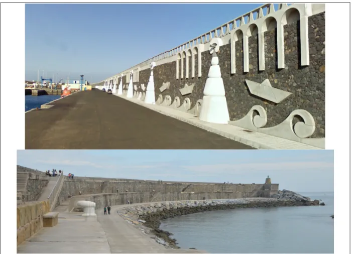 Figure 13: Aesthetics in the inner crown wall with other materials. Punta Restinga  (up) and Zumaia (down) 
