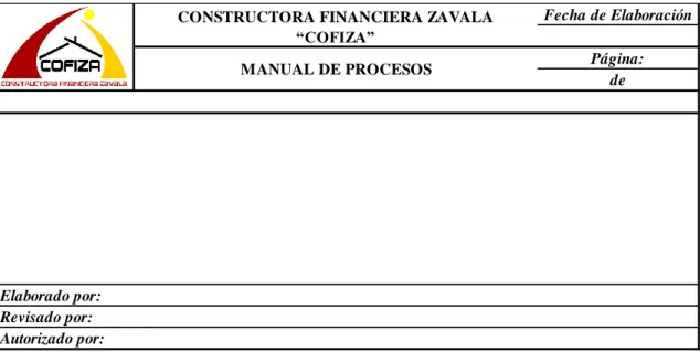 Figura  8:  Modelo  de  Manual  de  Procesos.  Modelo  que  da  a  conocer  que  el  documento 
