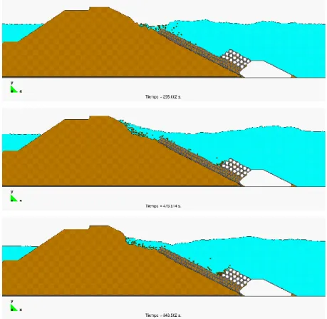 Figura 9  Erosión de un talud desprotegido de un dique por efecto del oleaje. 