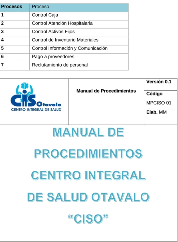 Tabla N ° 9 Manuales de Procedimientos  