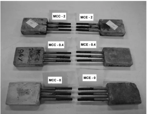 Figure 3. Different dosages of mortar specimens after corrosion test 