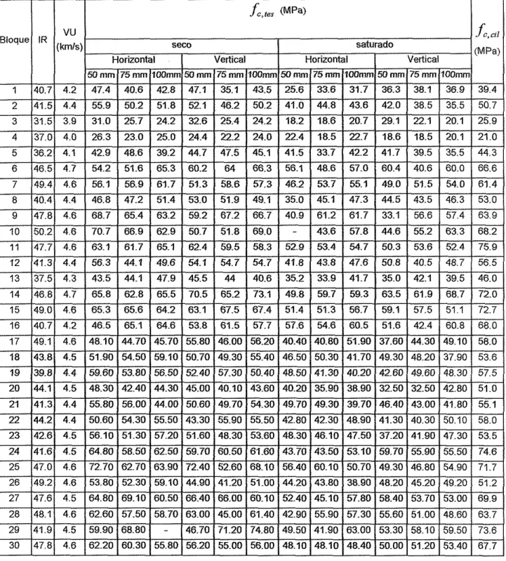 Tabla 2. Resultados de los ensayos. 