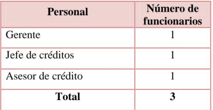 Tabla 1. Funcionarios de la Cooperativa 