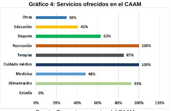 Gráfico 4: Servicios ofrecidos en el CAAM 