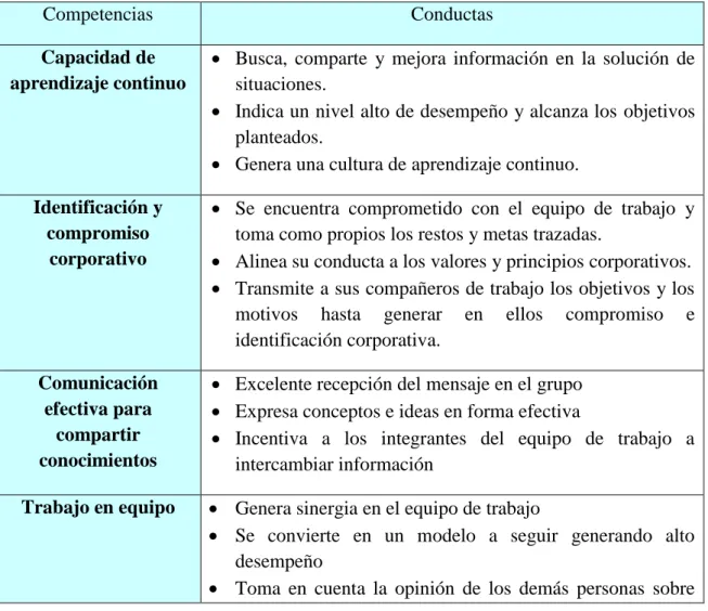 Cuadro 17  Competencias 
