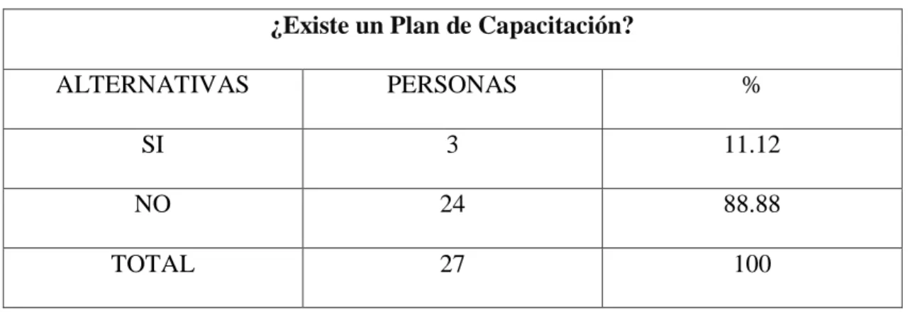 Cuadro N. 3  ¿Existe un Plan de Capacitación?