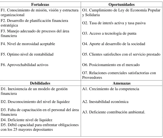 Tabla 17 Matriz FODA 