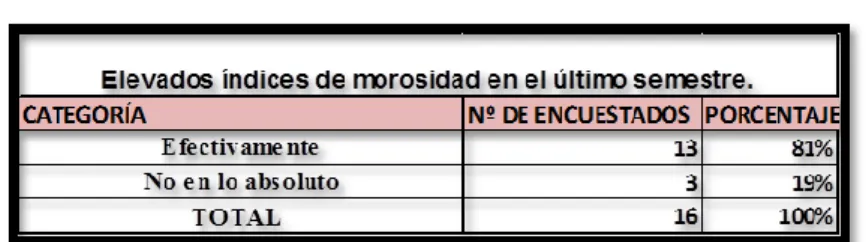 Gráfico N° 4.   Índices de morosidad 
