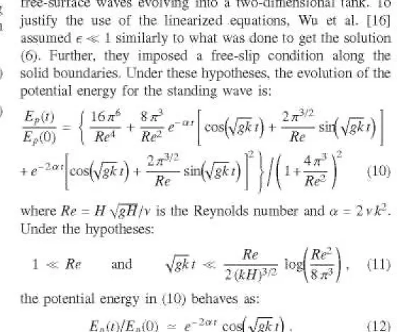 Fig. 3. Sketch of ite standing wave problem and initial velocity Held  The period of oscillation of the standing waves is T =  2JT/6> 