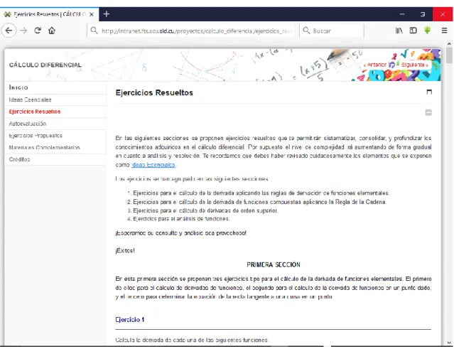 Figura 4. Módulo Ejercicios Resueltos del OA Cálculo Diferencial 