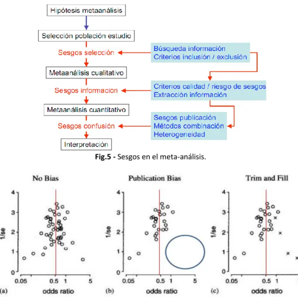 Fig. 6 - Gráficos de Funnel Plot  para evaluación del posible sesgo de publicación. 