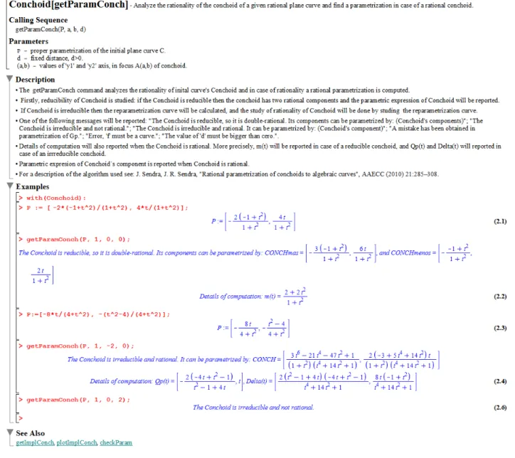 Fig. 2. getParamConch help page.