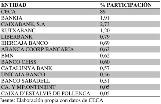 Tabla 1.3 Estructura accionarial de la CECA 