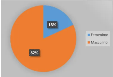 Gráfico 1.  Distribución porcentual de sexo de los empleados de la Escuela de  Conducción S.CH.P.CH 