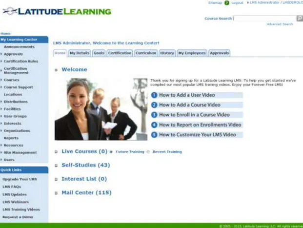 Figure 4  Example of LMS (Latitute Learning 2015.)   b)  Webinars and Videoconferencing  
