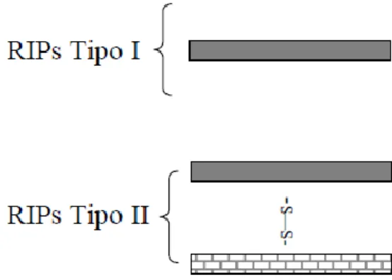 Figura 5. Representación de los tipos de RIPs. Barra gris, cadena con actividad  enzimática; barra enladrillada, actividad lectina [14]
