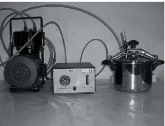 Figure 9: Vacuum impregnation assembly. Pump, control of the pump and pressure cooker
