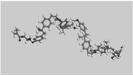 Figure 2. Representation of a polymer chain with four vinyl ester monomers (grey: carbon, red: oxy-