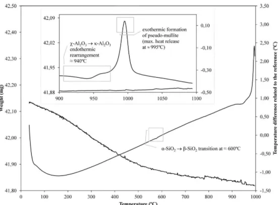 Fig. 2. Thermal decomposition of the MK sample. 0.84% total weight loss at 1000°C. 