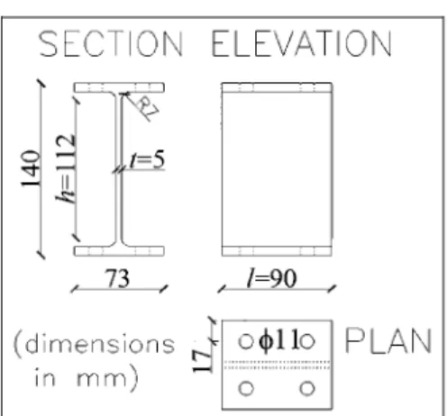 Figure 2. Hysteretic EDD: nominal dimensions of test 