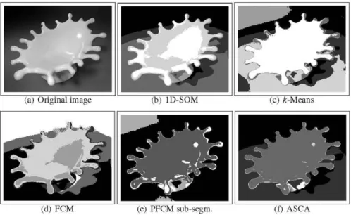 Fig. 2 Comparison of the segmentation results for the "Splash" image, 320 x 400 pixels