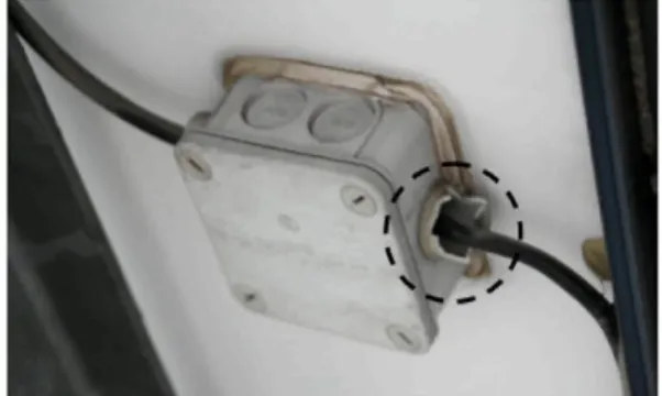 Figure 2. Cracks in the terminal boxes appeared during the first 